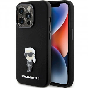 Чохол Karl Lagerfeld Silicone Ikonik Metal Pin для iPhone 15|14|13 Black (KLHCP15SSMHKNPK)